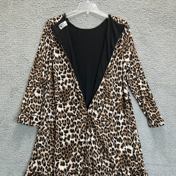 Carole Christian Dress Womens Large Cheetah Animal Print Ruffled Vintage USA - Picture 9 of 13
